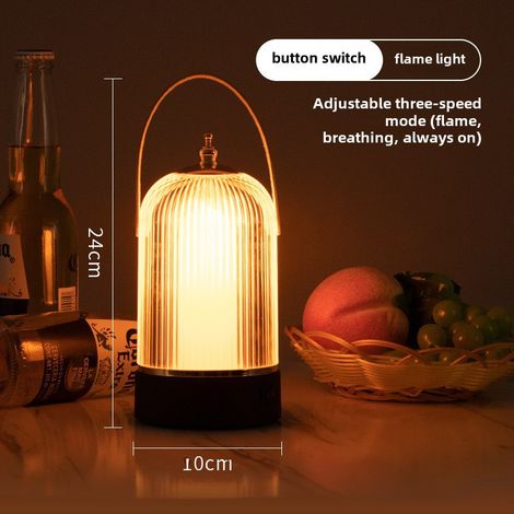 Lampe de table LED transfrontalière pour bar d'hôtel, lampe de bureau, veilleuse, lampe de table transparente créative pour restaurant, lampe de table simple (lampe cage à oiseaux portable + lumière f (1/5)