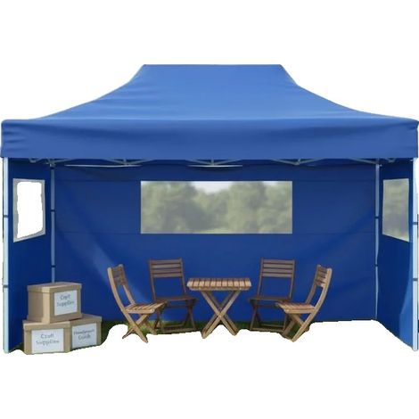 Tente Pliable, 3 Murs, Abri Polyvalent, Bleu (1/2)