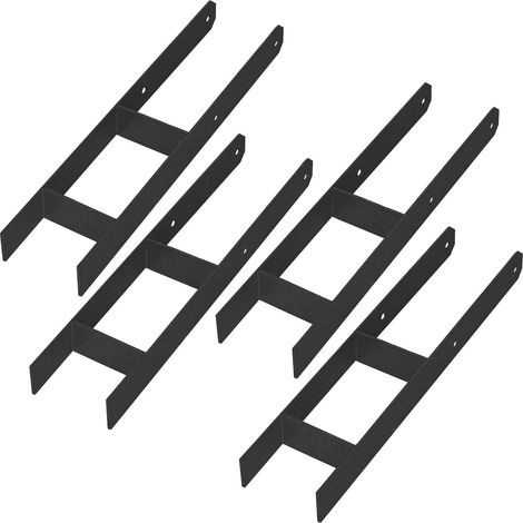 Base de poste en H KOTARBAU® para anclaje de soporte de empotrar de acero galvanizado negro de 120 mm, juego de 4