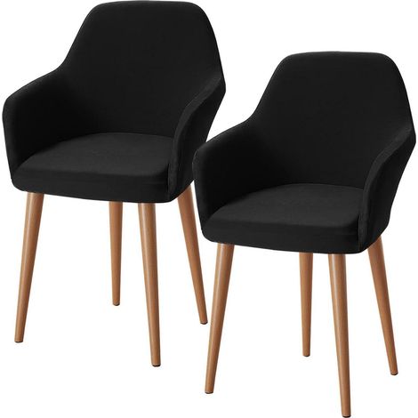 Housses de chaise extensibles avec accoudoirs, lot de 2, noir (1/5)