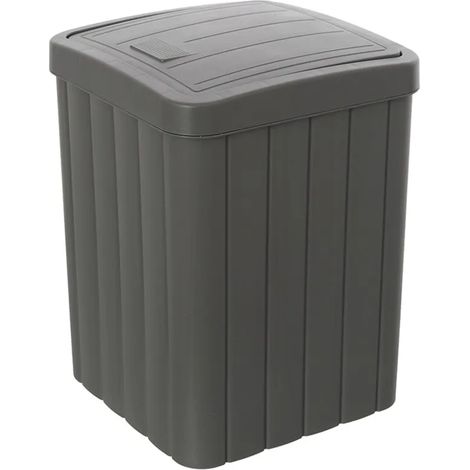 Pattumiera bagno antracite in plastica 10 lt con coperchio basculante Buzz (1/3)