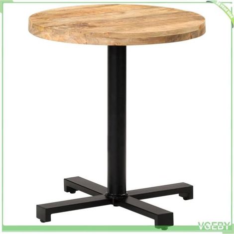 Table de bistro - 320267 - Ø70 cm - H75 cm - Bois de manguier brut (1/5)