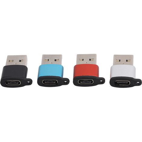 Lot de 4 adaptateurs USB portables Type-C femelle vers USB 2.0 mâle avec boucle de suspension pour ordinateurs portables, batteries externes et chargeurs. (1/5)