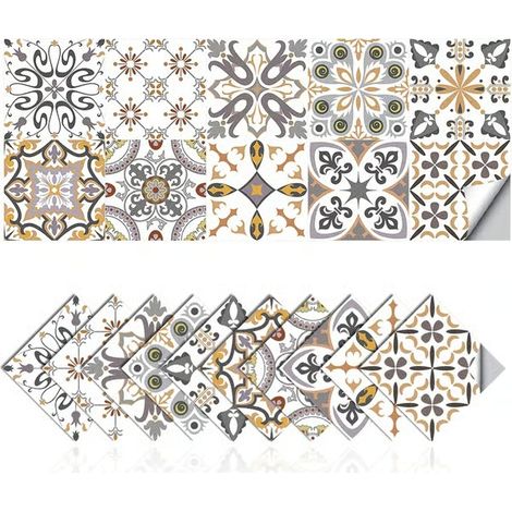 Décoration de carrelage mural, décoration de mosaïque étanche en PVC, autocollant décoratif, style marocain simple, décoration de carrelage DIY (20,10x10cm) (1/5)