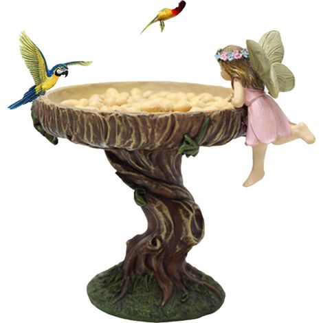Ahlsen Alimentador de baño para pájaros Fairy Bowl, comedero para pájaros de jardín, comedero para pájaros independiente, bandeja de riego para pájaros silvestres (1/5)