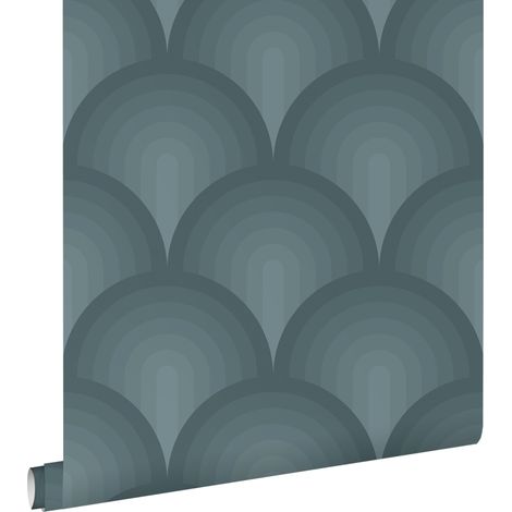 papier peint effet 3D bleu canard - ESTAhome (1/5)