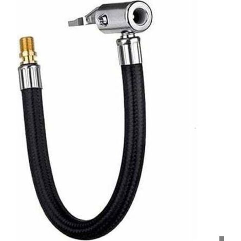 Air Chuck Verrouillable - Adaptateur De Gonflage À Rotation Pour Pneus Vélo Moto Voiture - Tube D'Extension 20 Cm En Caoutchouc Et Métal - 1 Pièce (1/5)