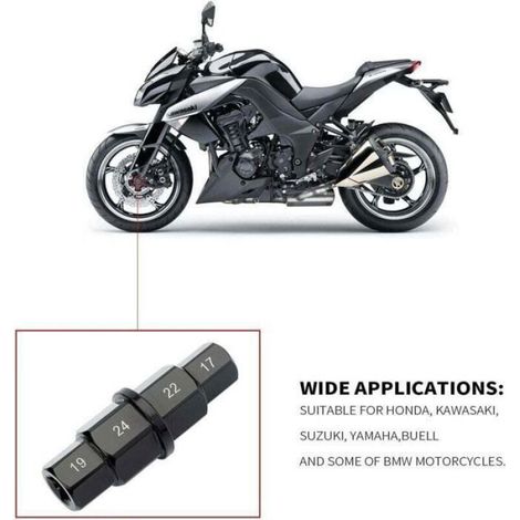 Outil d'axe hexagonal moto - - 17-24 mm - Démontage de roue avant - Acier au chrome-molybdène - Clé à douille (1/4)