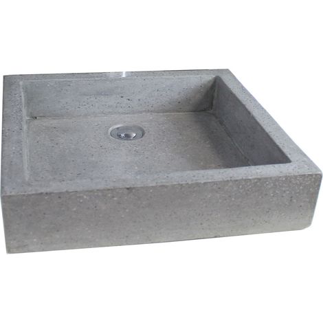 ONDEE - Lavabo Rectangular para colocar TIMBRE - 60cm - Terrazzo - Sin rebosadero - Gris (1/5)