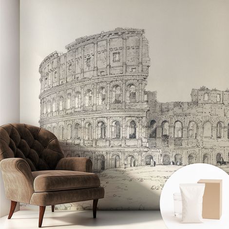 Papier peint intissé mural avec imprimé motifs décoratifs - style contemporain - Colle incluse gratuite Ruines anciennes 250x250 cm (1/5)