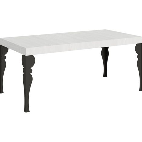 Tavolo Paxon Allungabile piano Cemento 90x90 Allungato 246 telaio Antracite (1/4)