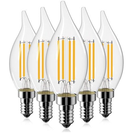 Paquete de 5 bombillas LED de filamento E14, 4W (equivalente a 40W), bombillas vintage SES de rosca, blanco cálido 2700K, 400 lúmenes, no regulables [Clase energética A+] (1/5)