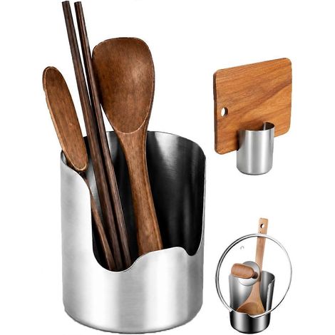 Organisateur de comptoir acier inox 304, porte-ustensiles pour couvercles casseroles louches spatules planches à découper (1 pièce) (1/5)
