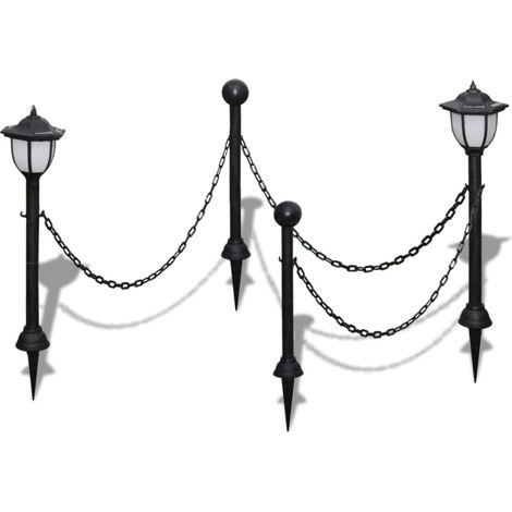 Maison Exclusive - Set Recinzione a Catena con 2 Lampioncini a LED e 2 Paletti