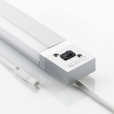 Interrupteur de cuisine LED avec câble de raccordement avec mini fiche 230 V, aluminium
