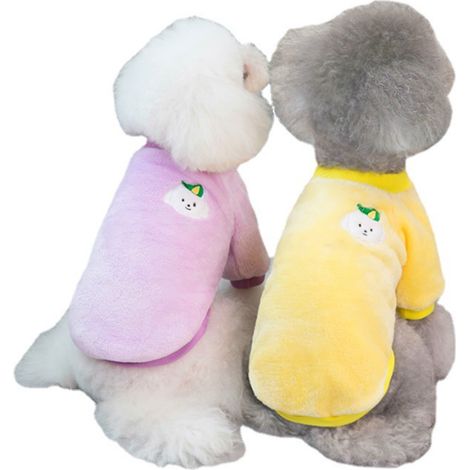 2 Pulls en polaire pour chien, vêtements hiver pour petits et moyens chiens, violet et jaune, tailles M à XXL (1/5)