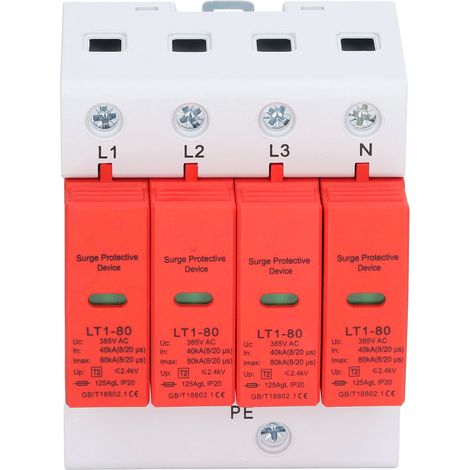 Parafoudre 4 pôles pour installation électrique 385VAC 40-80kA protection contre surtensions (1/5)