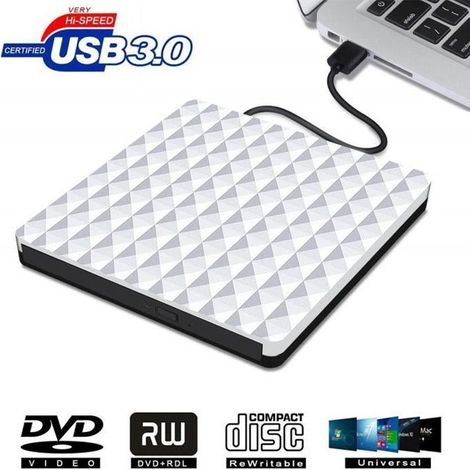 Lecteur - Graveur Externe USB 3.0 de CD / DVD-ROM pour ordinateur Loptop Compatible avec Windows 2000 / XP / Vista / Windows7 / 8/10 (1/4)