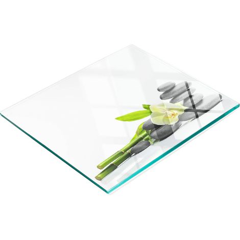 Tabla de cortar de cristal para cocina con diseño decorativo de orquídeas, 60x52 cm. (1/5)