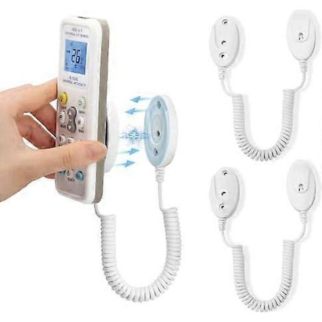 Lot de 2 supports magnétiques pour télécommandes avec cordons à ressort - Fixation murale, adhésifs, anti-perte, sécurisent les télécommandes et les petits objets (1/5)