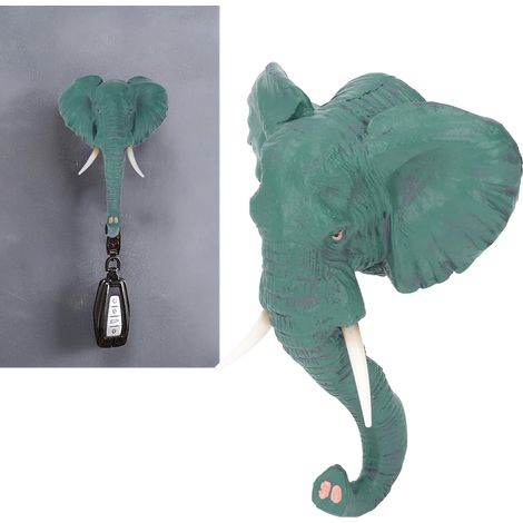 Crochet Mural Simple tête d'éléphant, détails réalistes de Style rétro, Crochet de Chapeau en Forme d'animal pour entrée, Bureau, hôtel (1/5)