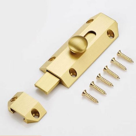 Loquet de verrouillage de sécurité avec targette en laiton épais pur, loquet de portail ultra résistant, or