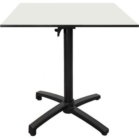 Table terrasse pliable en Compact HPL blanc 70 x 70