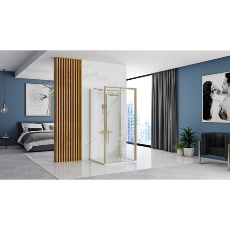 BOX DOCCIA ADIACENTE ALLA PARETE REA RAPID SLIDE 150X80 BRUSH GOLD