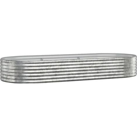 Aiuola ovale rialzata 249 x 100 x 36 cm stile rustico per esterni finitura resistente in acciaio zincato argento 020046578
