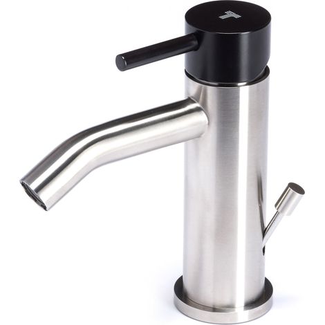 Rubinetto Miscelatore Monocomando Bidet in Acciaio Inox Maniglia Carbone (1/2)