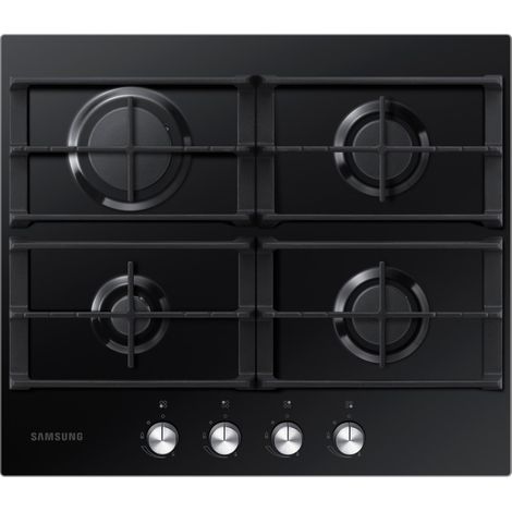 Samsung NA64H3010AK Piano cottura Gas 60 cm 4 fuochi Griglie in Ghisa Zona Wok colore Nero (1/5)