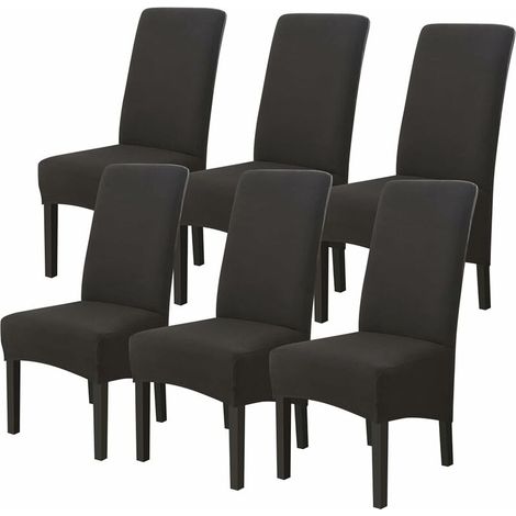 Fundas grandes negras para sillas (6 piezas), fundas universales para sillas de comedor, fundas modernas para sillas de sala de estar, ideales para bodas y reuniones. (1/5)