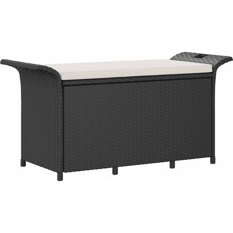 Banc de jardin,Banquette de jardin,Chaise avec coussin noir 116x46x57 cm résine tressée CFW95534 (1/5)
