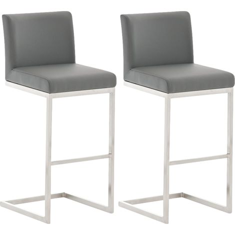 2er Set Barhocker Paros Kunstlederbezug grau