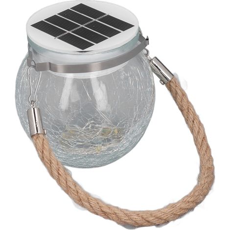 Lampes solaires suspendues d'extérieur, boules en verre craquelé à lumière chaude, étanches IP65, globes décoratifs lumineux (1/5)