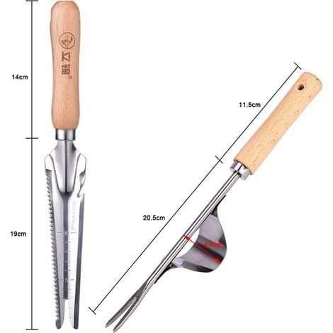 2 Pcs Outil de désherbage Manuel à poignée en Bois Désherbeur en Acier Inoxydable, Outil de Tonte, extracteur de Mauvaises Herbes, Pelle de désherbage, pour Creuser Le Jardin (1/4)