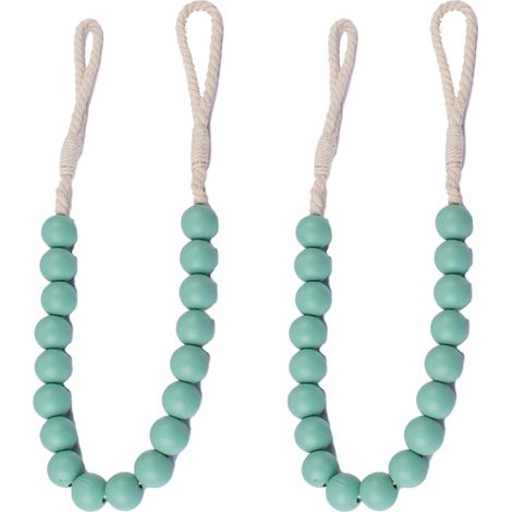 Rideau De Perles En Bois - Accessoire De Maintien Pour Rideaux - Décoration Intérieure Pour Salon Chambre Cuisine - Lot De 2 (1/5)