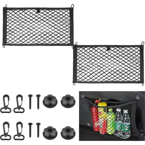 2er Set Kofferraumnetz 40x25cm, Auto Aufbewahrungsnetz mit Haken, Ladungssicherung (1/5)