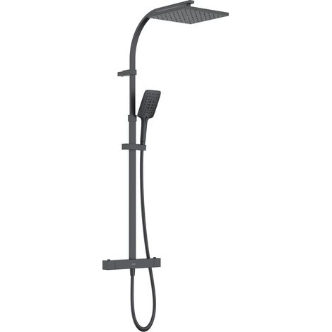 Bristan Qubo Safe Touch Thermostatic Rigid Riser Diverter Bar Shower Black