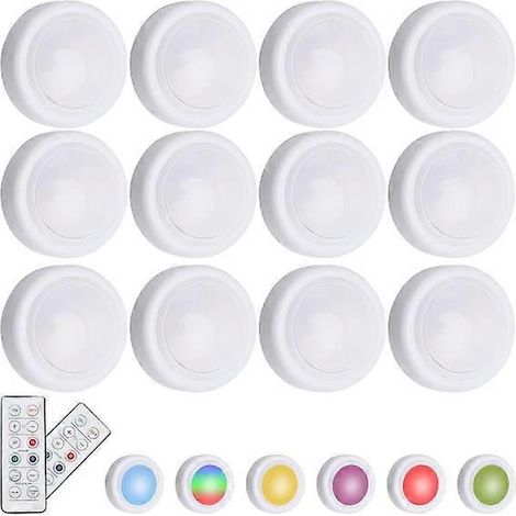 Projecteurs LED multicolores sans fil avec télécommande (lot de 12) (1/4)