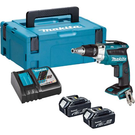 Makita DFS250RMJ Cordless 18V LXT Brushless Drywall Screwdriver - 2x 4Ah Batteries, Charger & Makpac 2 Case (1/3)