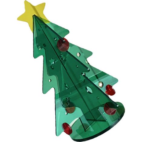 Sapin de Noël DIY en acrylique, kit miniature simple à monter, décoration de bureau pour cadeau, taille S 80x110mm (1/5)