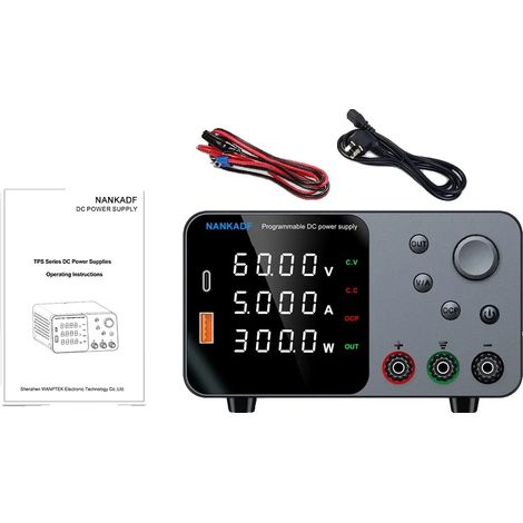 Alimentation de laboratoire, chargement USB-A/Type-C, affichage LED à 4 chiffres, TPS605 60V 5A (1/2)