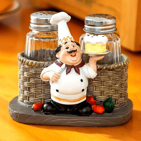 Ensemble salière et poivrière créatif sur le thème du chef — Base en résine (1/5)