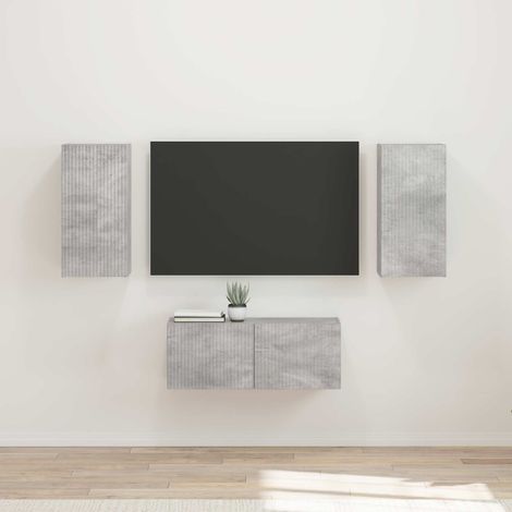 TV-Schrankset Wandmontiert 6 pcs Beton Grau Holzwerkstoff
