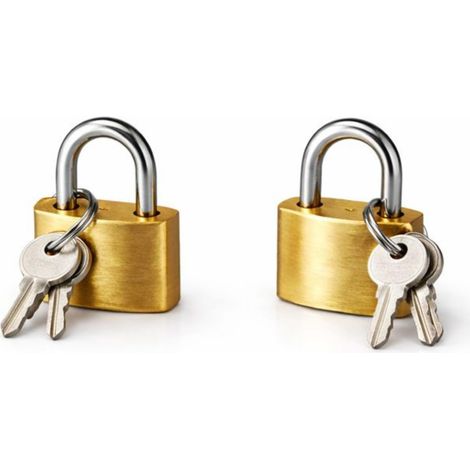 Lot de 2 Petits Cadenas avec 2 Clés chacun Idéal pour Casiers de Collège Vestiaires Tiroirs Boîtes de Rangement Corps Métal Usage Quotidien (1/5)