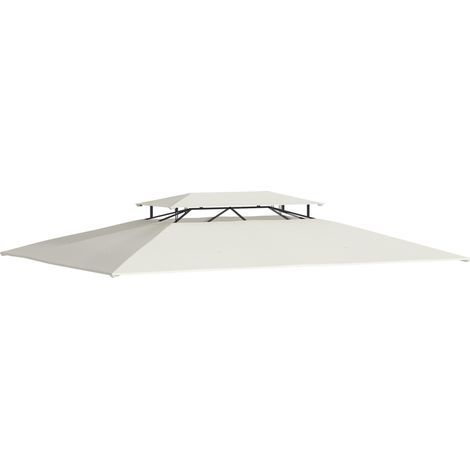 Toit de rechange  4x3m pour tonnelle de jardin, 2 niveaux, respirant avec 8 trous de drainage, couleur beige.