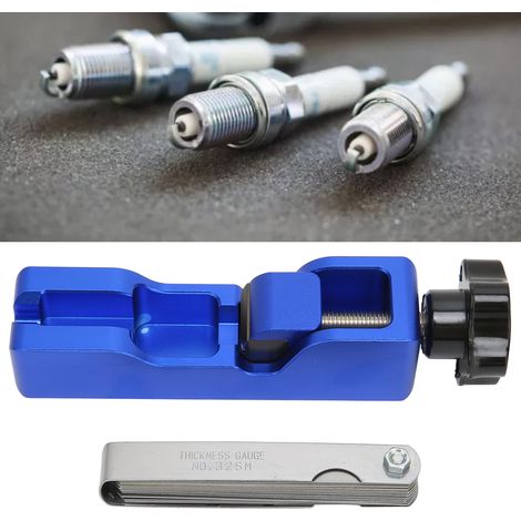 Outil de réglage d'écartement des bougies d'allumage + jauge d'épaisseur convenant à la plupart des bougies d'allumage bleues de 10 mm, 12 mm, 14 mm et 16 mm. (1/5)