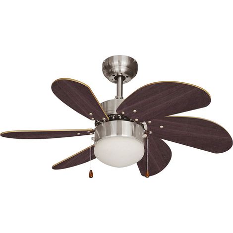 Ventilatore da soffitto modello Aral Colore wengé nichel satinato potenza 50w pale ø76cm EDM (1/5)