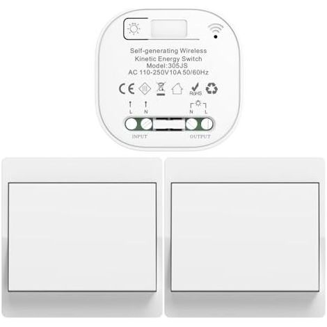 EU interrupteur sans fil sans piles kit interrupteur sans fil autoalimente va et vient sans fil sans pile radio interrupteur a distance eclairage domestique wireless switch (EU 1Gang (1/5)